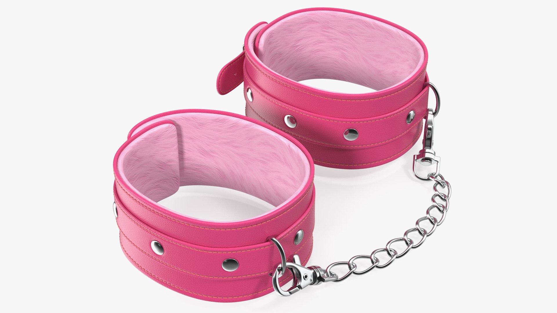 Leather Handcuffs Pink 3D model preview