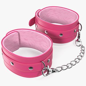 3D leather handcuffs pink hand
