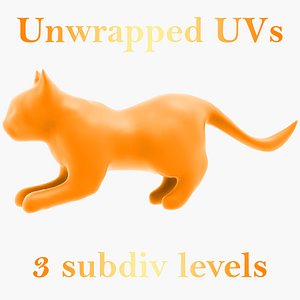 cat unwrapped uvs 3d model
