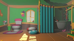 bathroom cartoon - asset 3D model