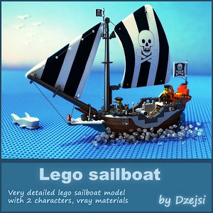 lego sailboat 3d model
