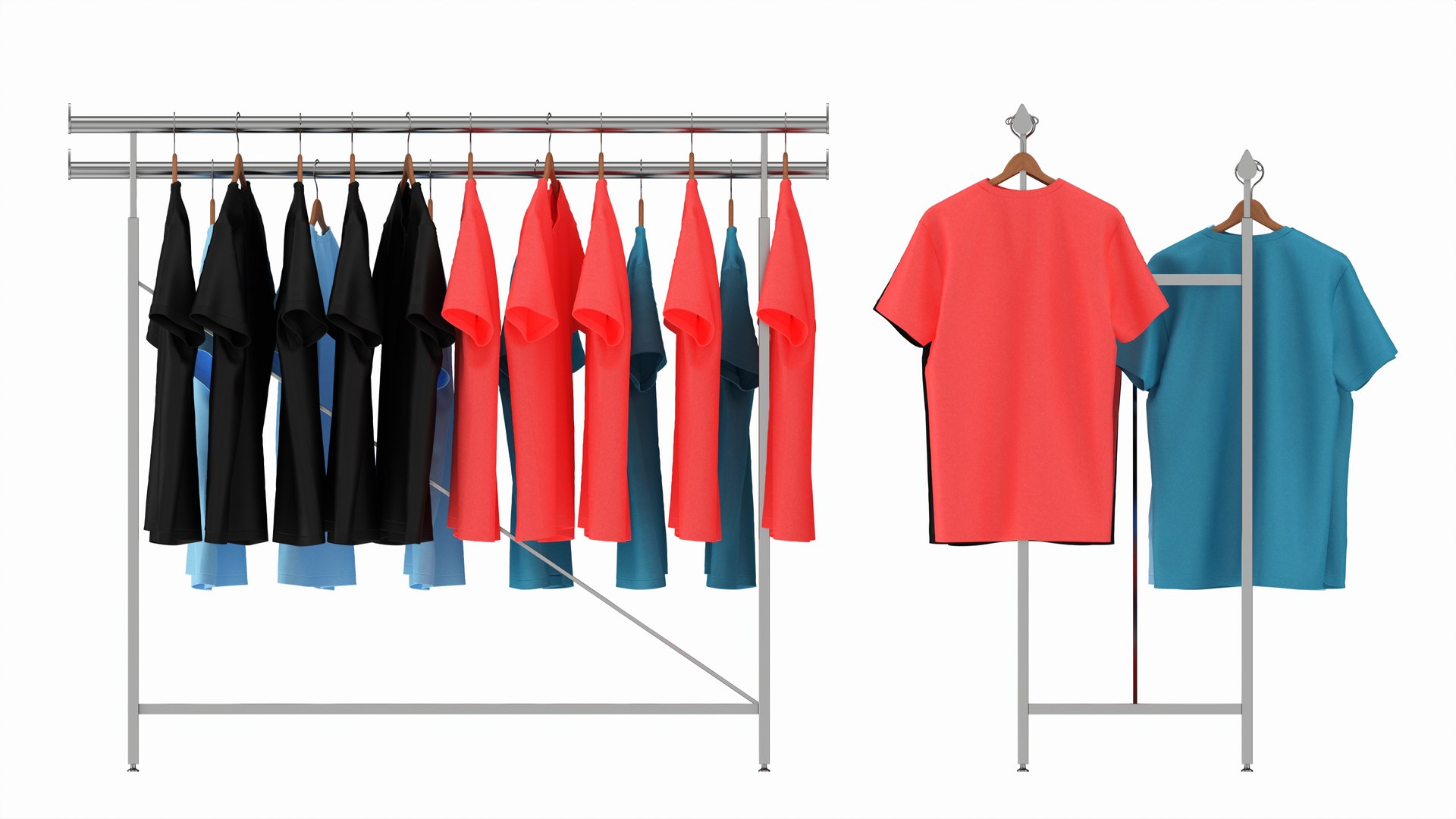 Store Double Bar Rack With Clothes 3D - TurboSquid 2201790
