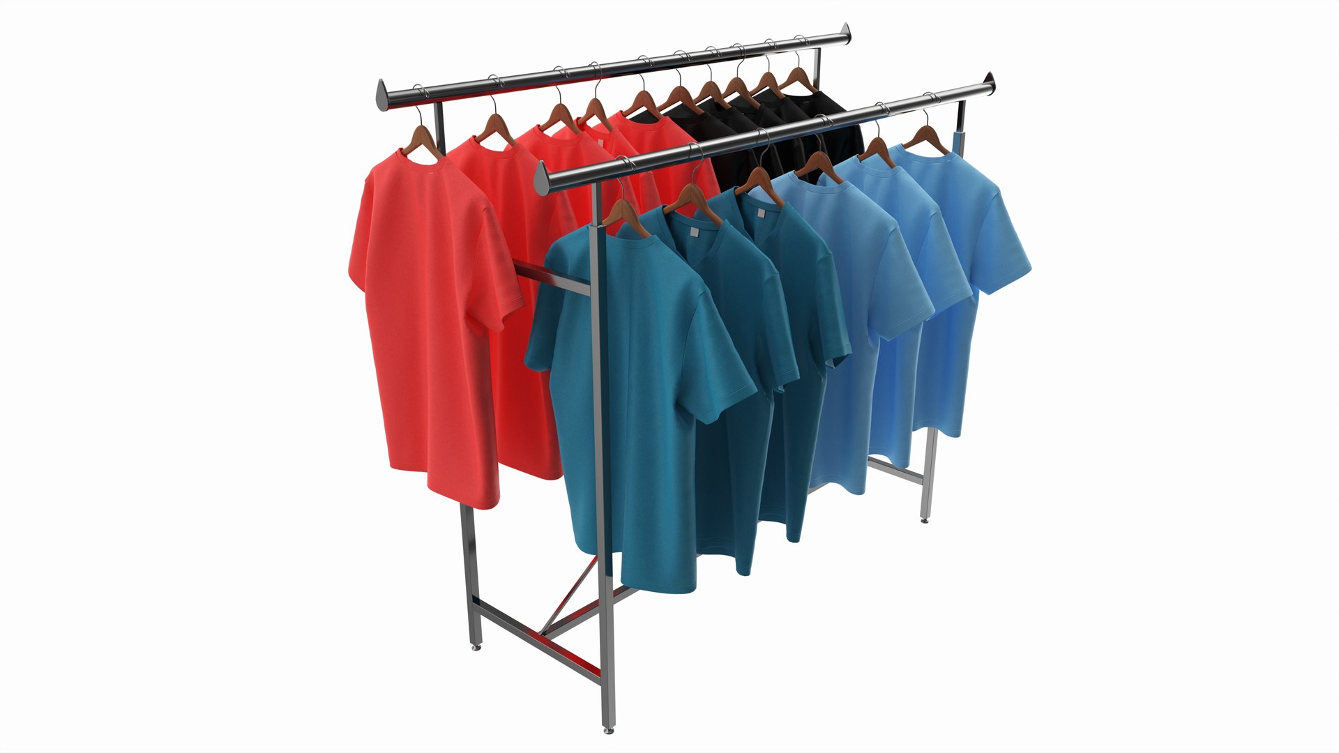 Store Double Bar Rack With Clothes 3D - TurboSquid 2201790