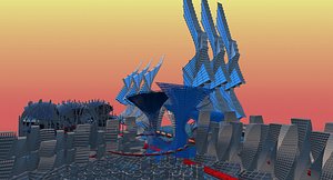 free obj model futuristic townscapes town city