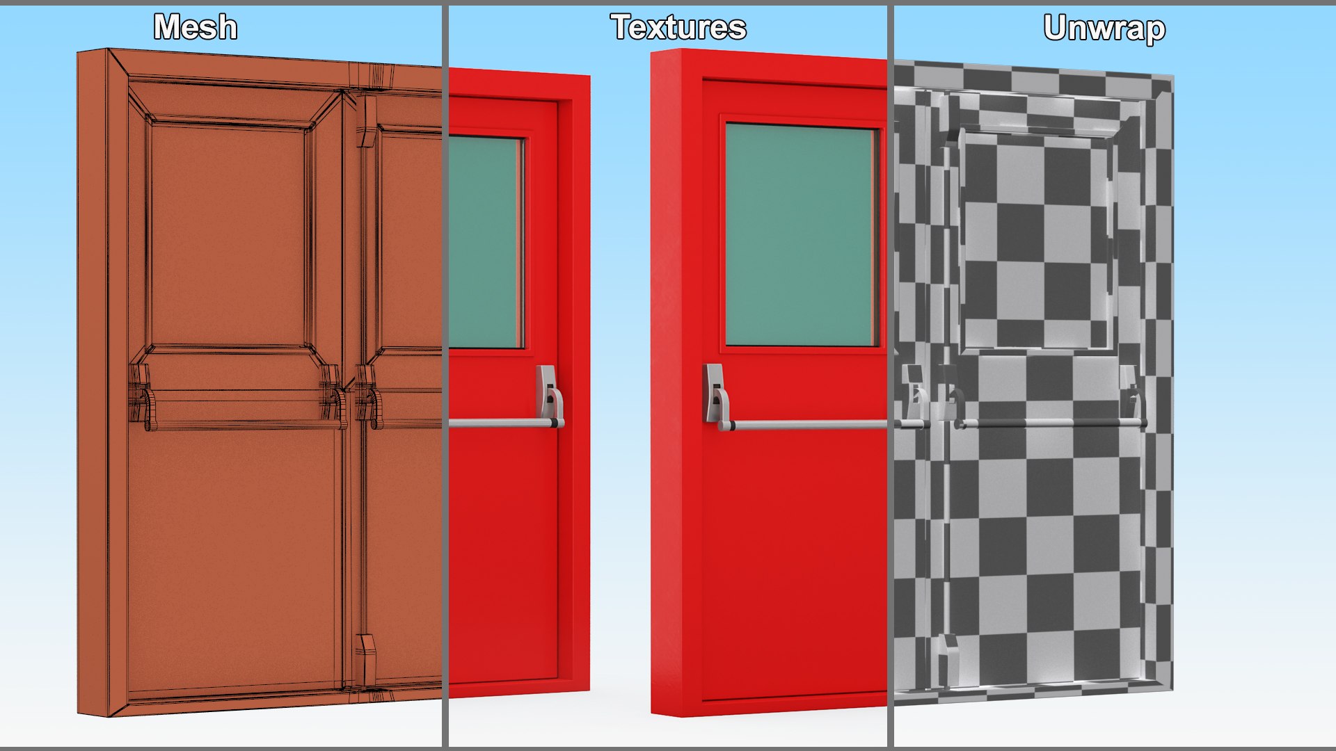 Double Fire Exit Doors With Panic Bar 3D Model - TurboSquid 2054432