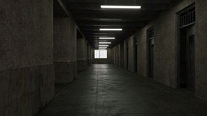 lowpoly old dark scary corridor 02