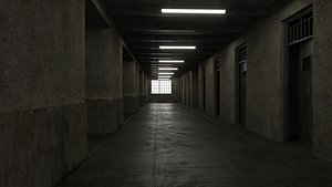 lowpoly old dark scary corridor 02