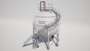 Industrial Liquified Hydrogen Flammable Gas Storage Tank 3D model