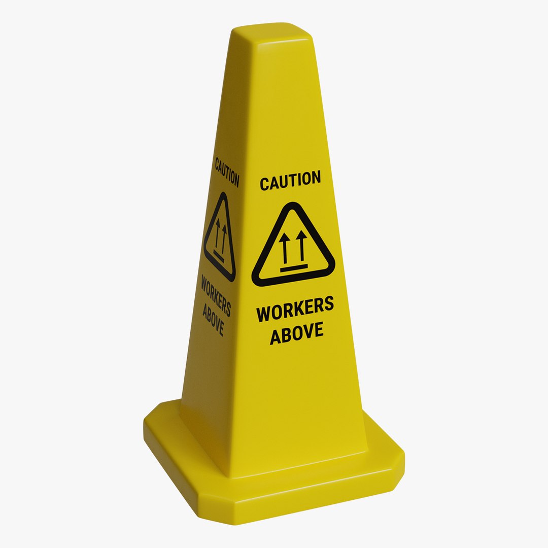 Yellow Closed Top 24 Inch Safety Lamba Floor Cone Caution Workers Above 