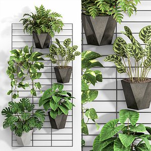 Indoor Plants in Metal Stand  Set 01