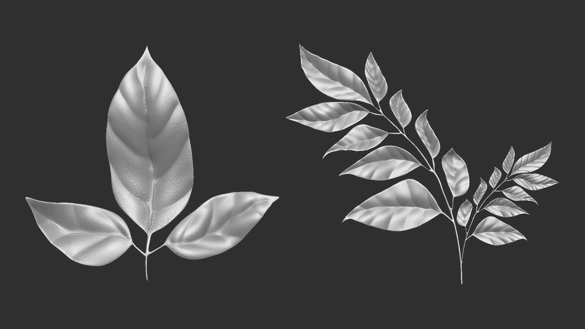 14 Highpoly Leafs And Branches Zbrush IMM Brush Set 3D TurboSquid