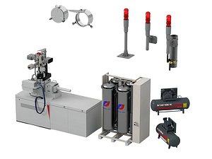 Industrial Gas Processing Equipment Set w Warning Lights