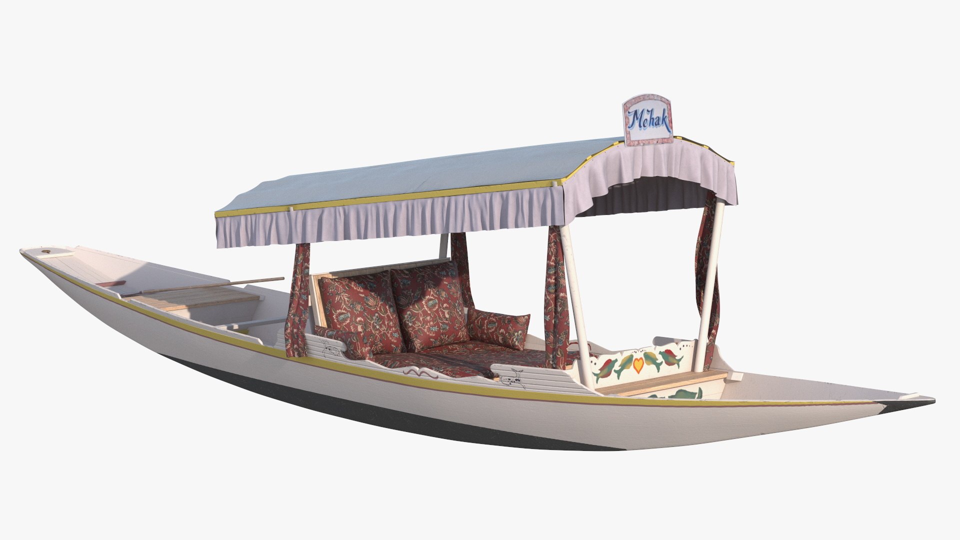 Dal Lake Shikara White 3D model preview