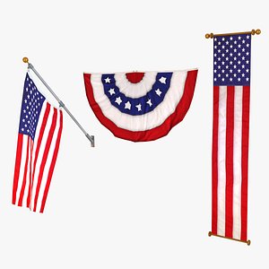 3D american flags pack