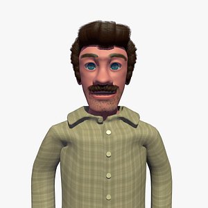 cartoon man andy rigged character 3D model
