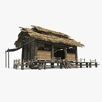 Asian ancient architecture thatched teahouse
