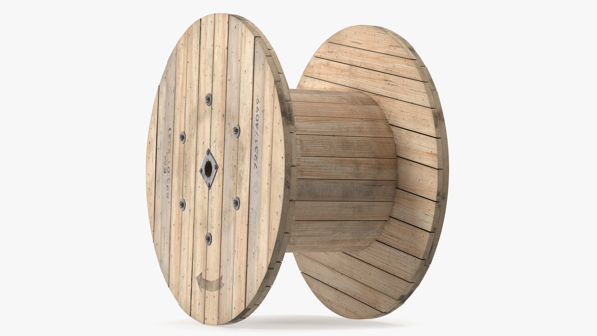 Wooden Cable Reel Empty 3D model preview
