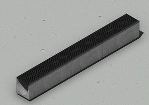 3D V300 Drain Channel Concrete with Grate 3000mm 3D Model