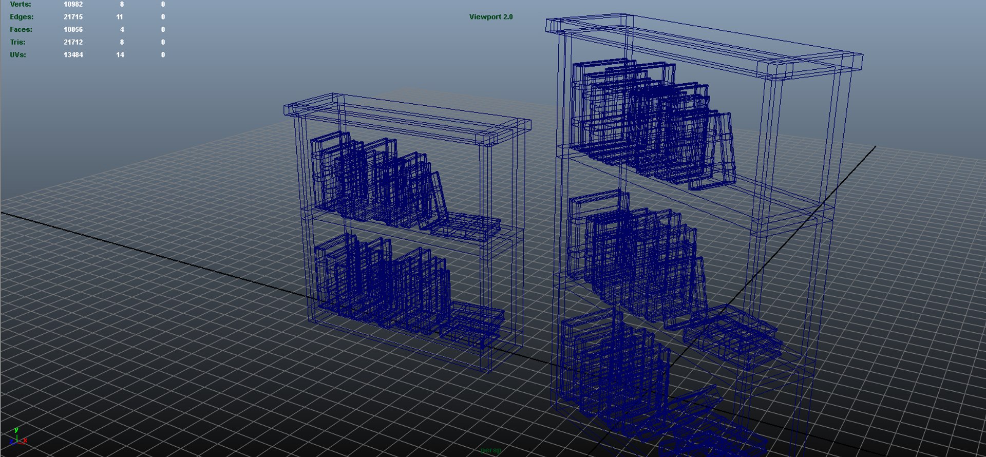 bookcase architectural scene obj
