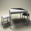 3D model cafe table 2 chair