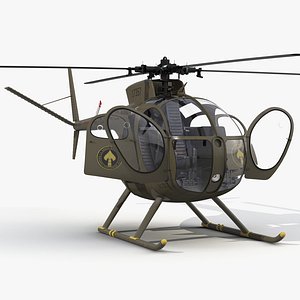 Light Helicopter Hughes OH-6 Cayuse Rigged Military 3D Model