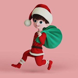 Cartoon Santa Boy Rigged in Blender