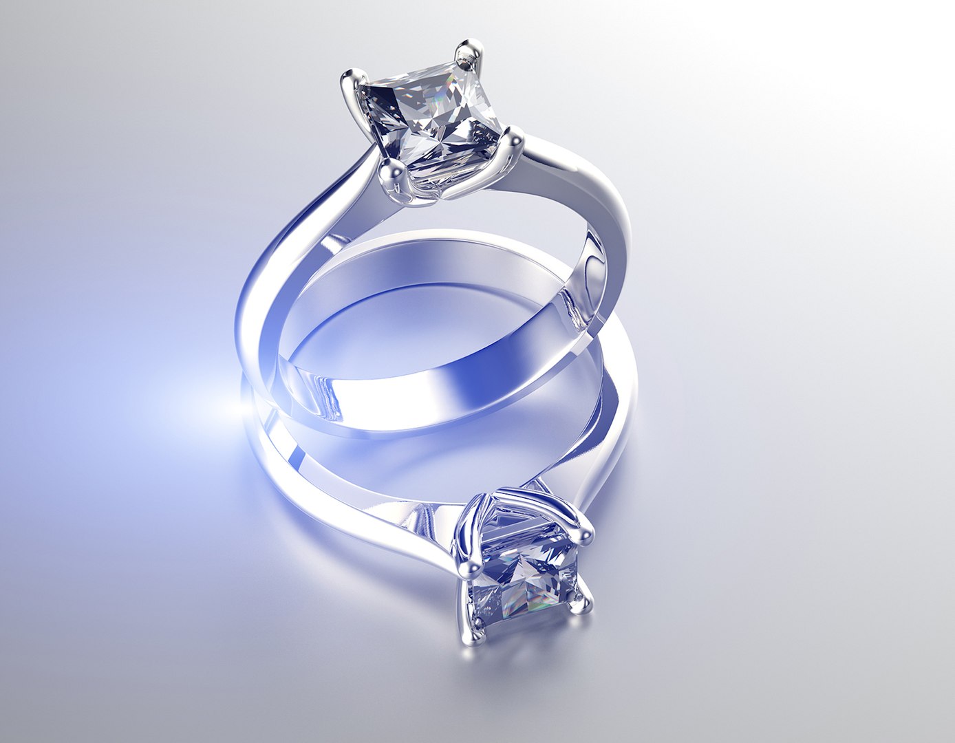 3D Gold engagement ring with diamond set of sizes 0067 V1 model ...