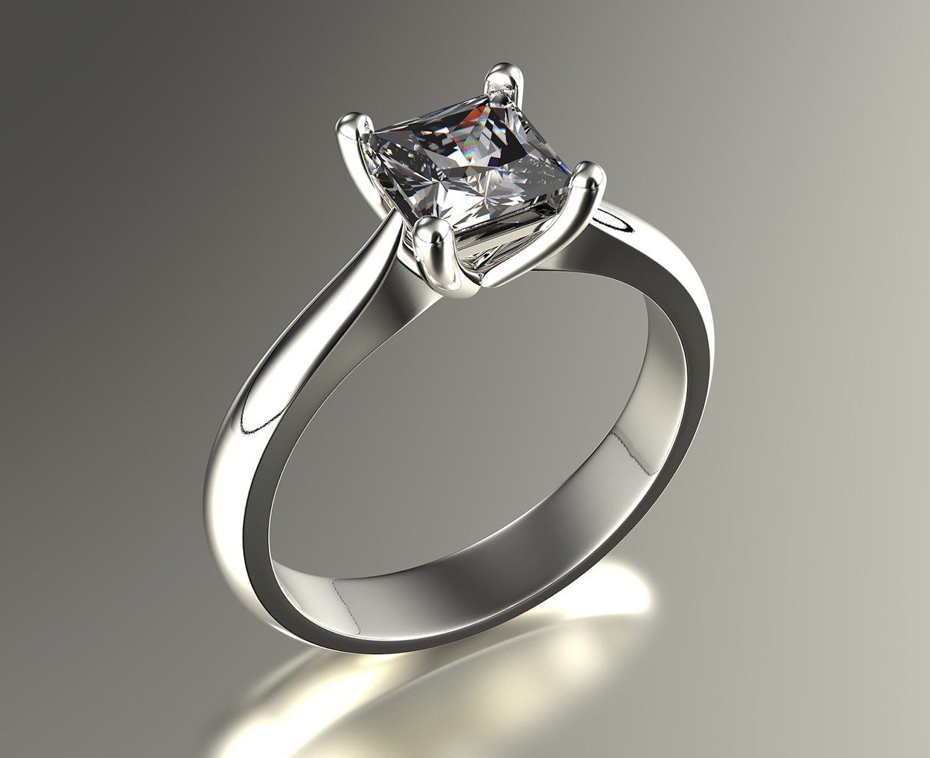 3D Gold engagement ring with diamond set of sizes 0067 V1 model ...