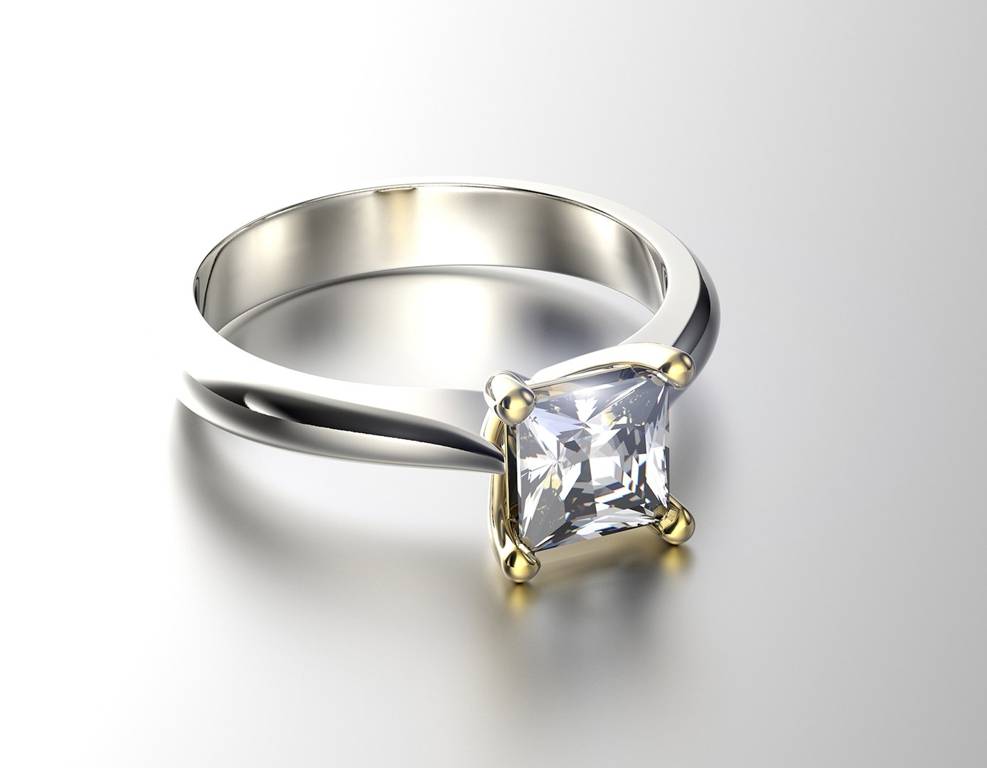 3D Gold engagement ring with diamond set of sizes 0067 V1 model ...