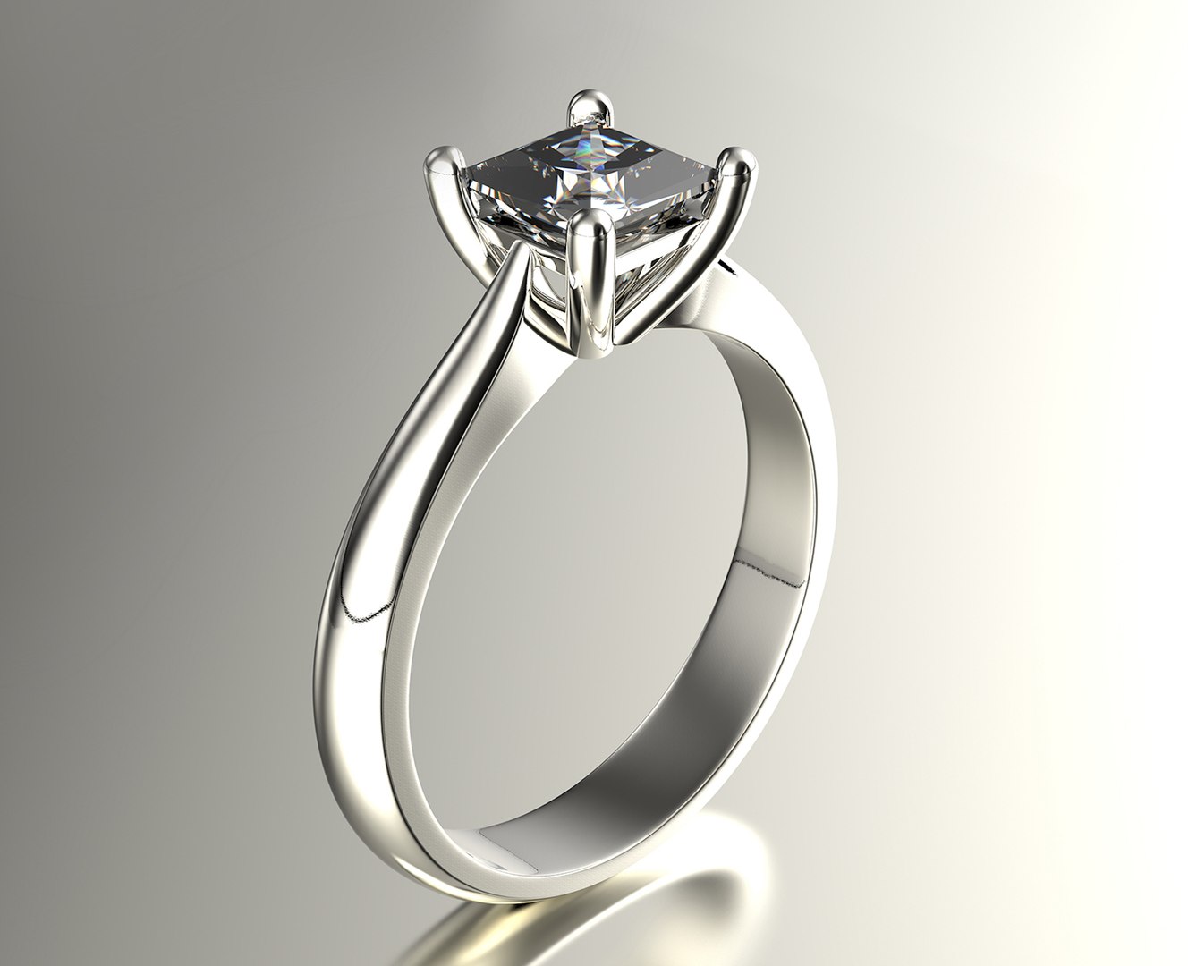 3D Gold engagement ring with diamond set of sizes 0067 V1 model ...