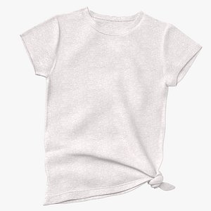 T Shirt Female Crew Neck Knotted Front Blank White Heather
