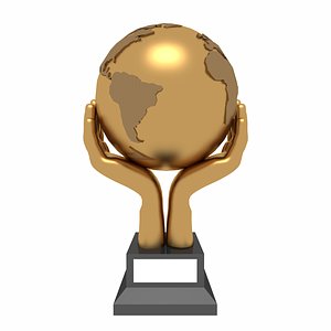 trophy award hand globe 3D model