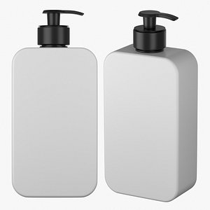 3D White Square Pump Bottle Mockup