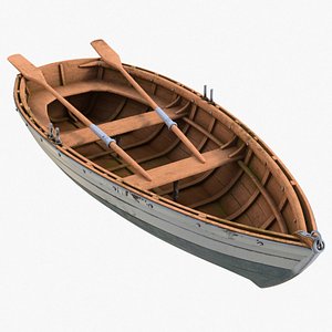 realistic old boat 01 3D model