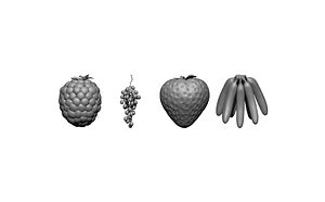 strawberry raspberry grapes bananas 3D model
