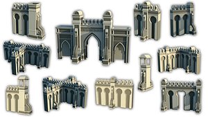 Scifi Castle Wall Set 3D model
