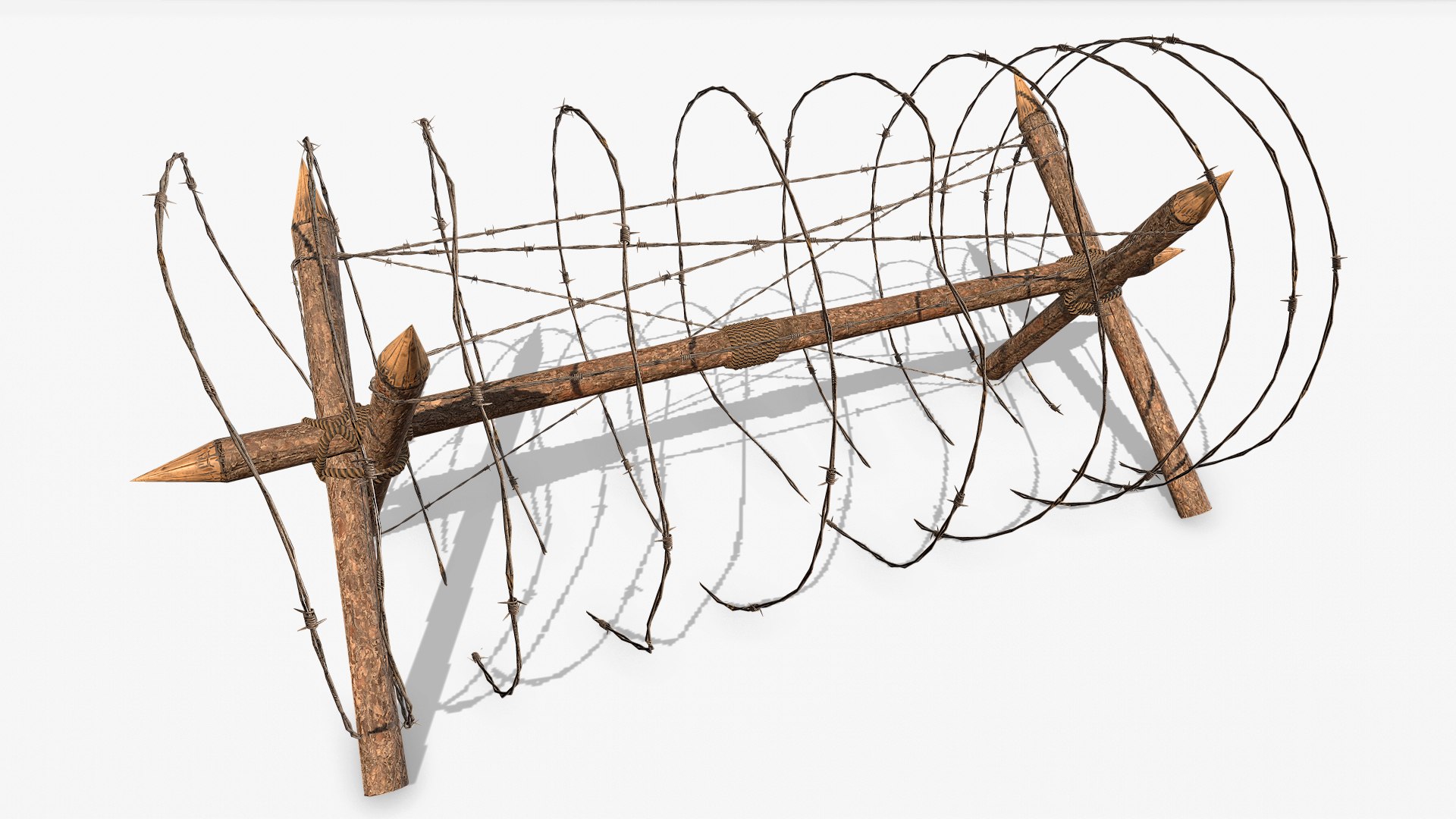 barbed wire fence obstacles 3D model https://p.turbosquid.com/ts-thumb/cH/fBjyYJ/720jSrW6/barbedwireobstacle_05/jpg/1572009425/1920x1080/fit_q87/d170ff1027add48b0e4894a9dec1578cfad56e1d/barbedwireobstacle_05.jpg