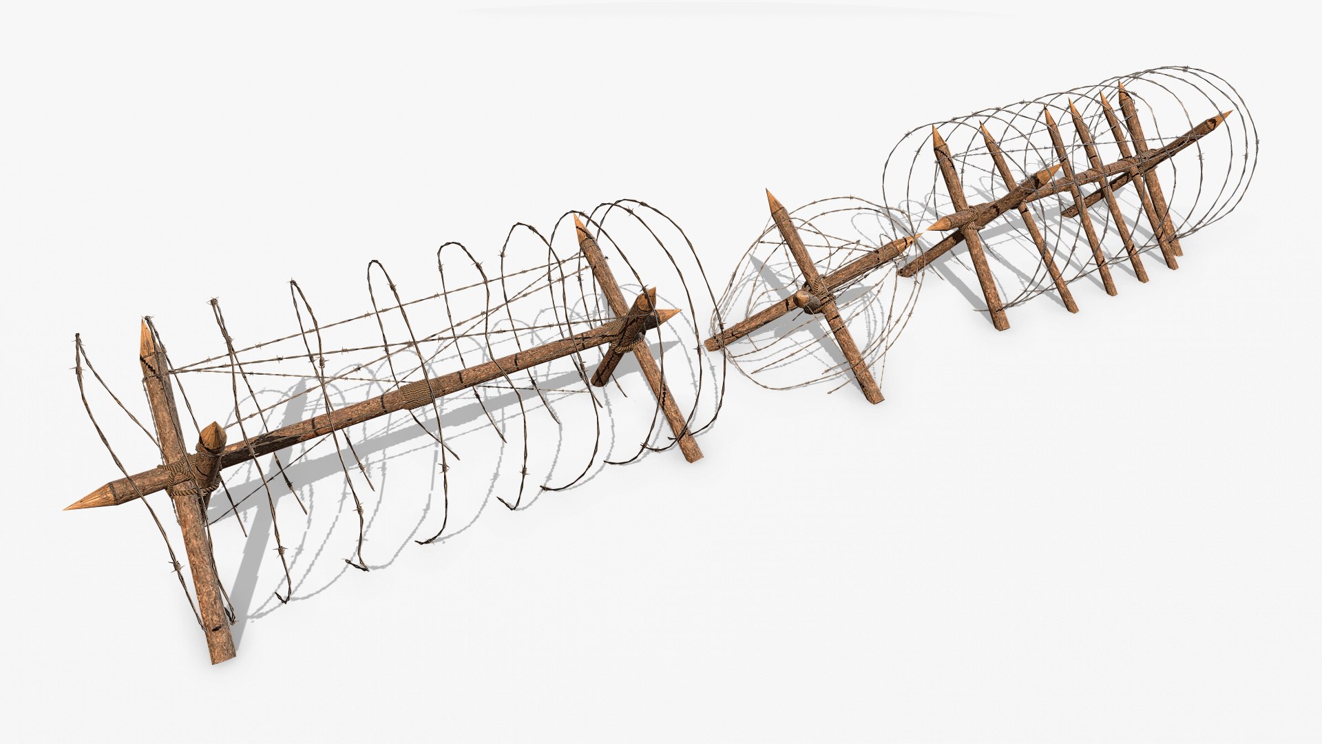 barbed wire fence obstacles 3D model https://p.turbosquid.com/ts-thumb/cH/fBjyYJ/fctJhbdC/barbedwireobstacle_01/jpg/1572009425/1920x1080/fit_q87/b948bbe545d7e43ed9a334686fe91ad0bce6c226/barbedwireobstacle_01.jpg