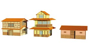 Japanese Style Houses-Anime- very cheap Low-poly 3D model