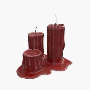 3D Red Candles with Wax