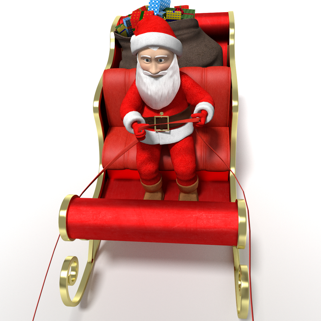 3d santa s sleigh reindeer model