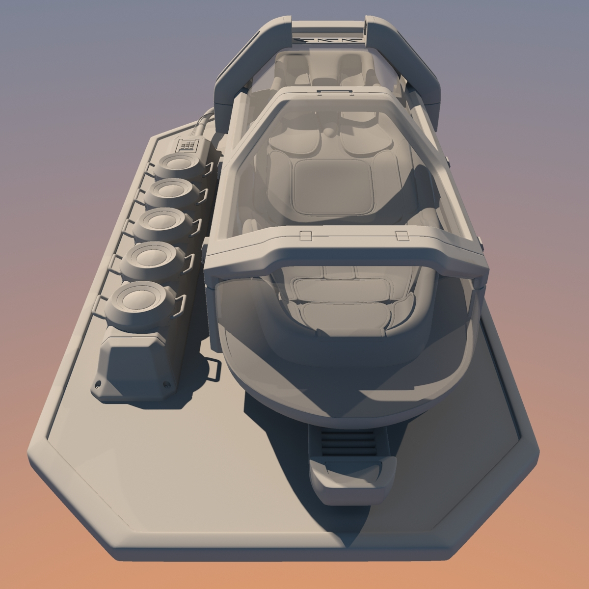 obj futuristic sci fi cryopod