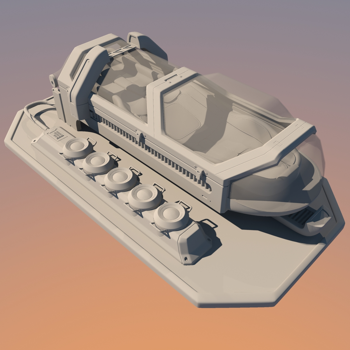 obj futuristic sci fi cryopod