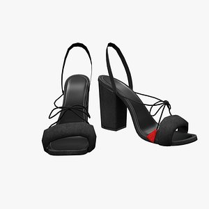 3D Female Black Suede Heels