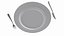 Dinner Plate Setting with Folded Napkin Brown