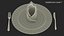 Dinner Plate Setting with Folded Napkin Brown
