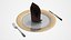 Dinner Plate Setting with Folded Napkin Brown
