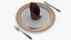 Dinner Plate Setting with Folded Napkin Brown