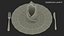 Dinner Plate Setting with Folded Napkin Brown