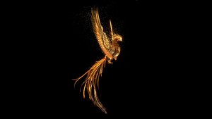 3D Phoenix Golden  - Mythical Fire Bird Creature Rigged model